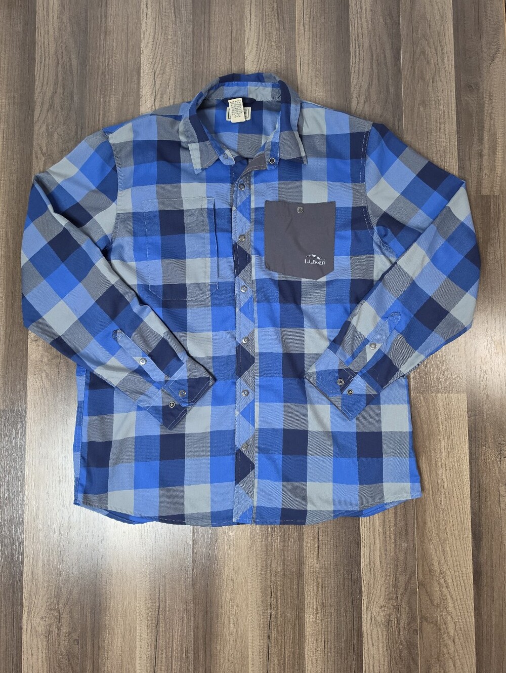 L.L. Bean Katahdin Performance Plaid Technical Flannel Wool Blend Snap Shirt. L